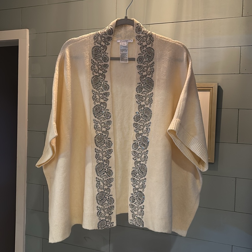 Chico’s open‎ front sweater with beautiful details